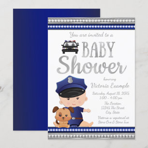 Tarjetas de Invitación para Baby Shower de Policía