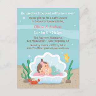 Tarjetas de Invitación para Baby Shower de Sirena 