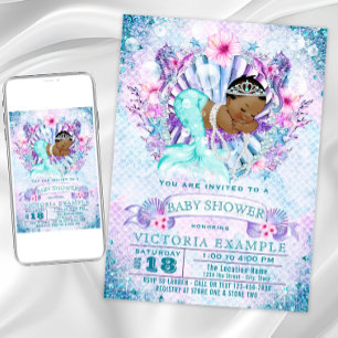 Tarjetas de Invitación para Baby Shower de Sirena 