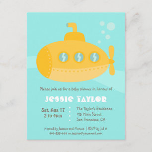 Tarjetas de invitación para baby shower de submari