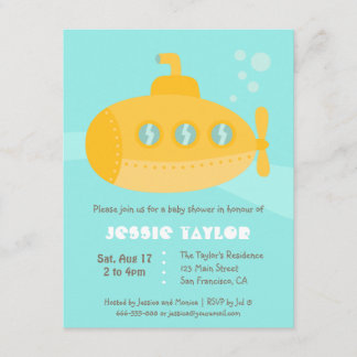 Tarjetas de invitación para baby shower de submari