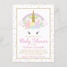 Tarjetas de Invitación para Baby Shower de Unicorn