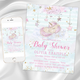 Tarjetas de Invitación para Baby Shower de Unicorn