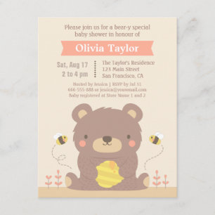 Tarjetas de Invitación para Baby Shower del Oso de