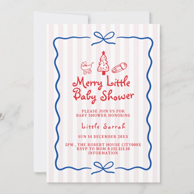 tarjetas de invitación para baby shower doodle lin (Anverso)