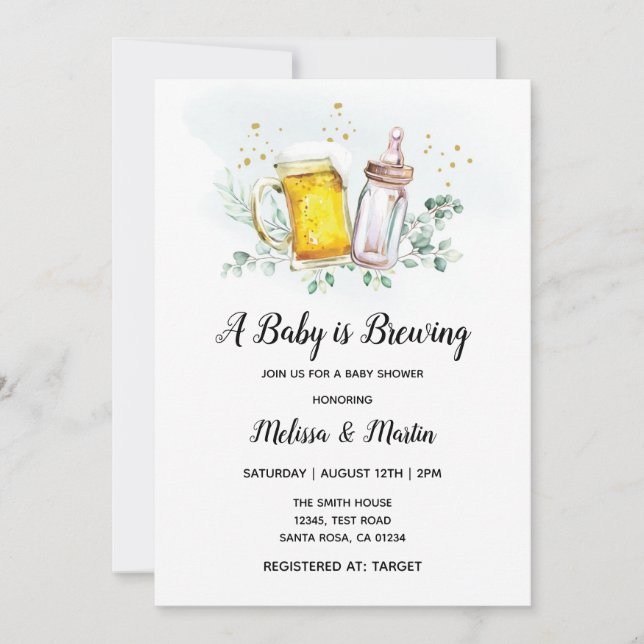 Tarjetas de Invitación para Baby Shower 'El Bebé e (Anverso)