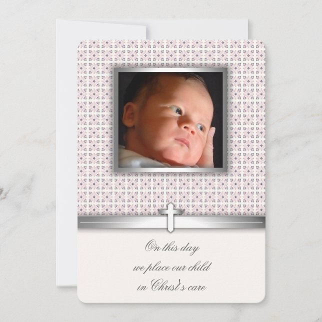 Tarjetas de invitación para bautizo con foto de cr (Anverso)