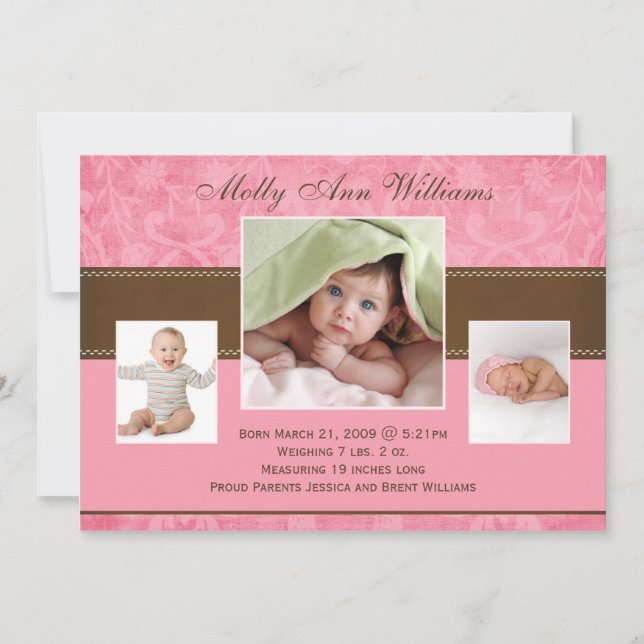Tarjetas de Invitación para bebés (Anverso)