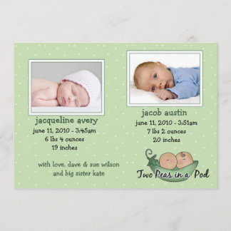 Tarjetas de Invitación para bebés gemelas