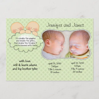 Tarjetas de Invitación para bebés gemelas