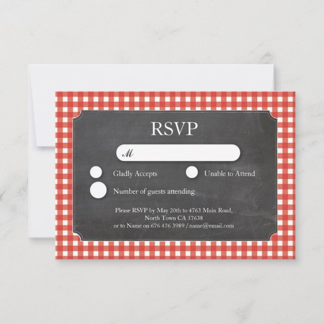 Tarjetas de Invitación para Boda RSVP con Cuadro R (Anverso)