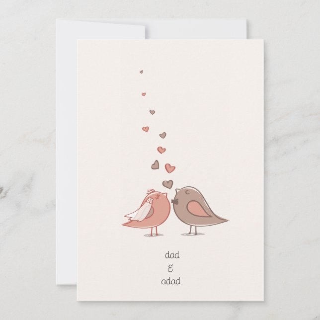 tarjetas de invitación para bodas de aves amorosas (Anverso)