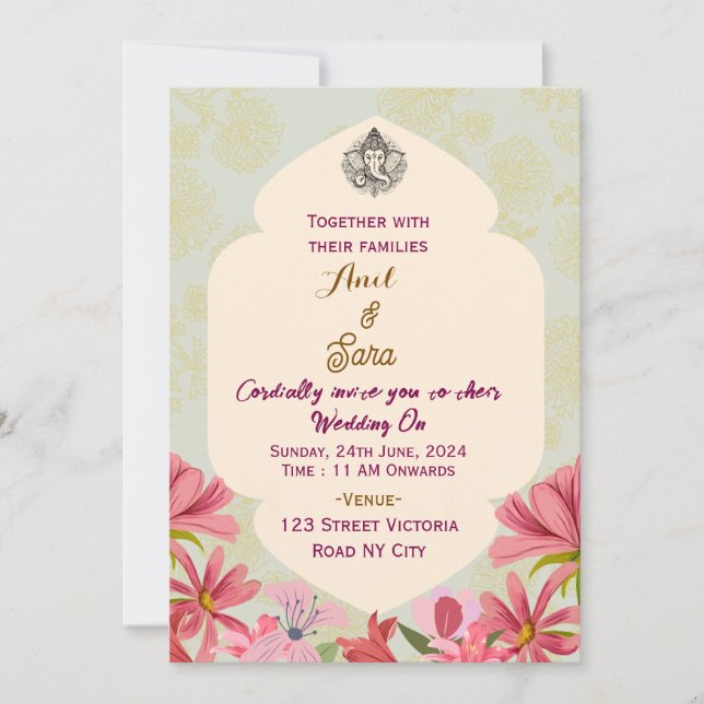 Tarjetas de Invitación para Bodas Hindúes (Anverso)