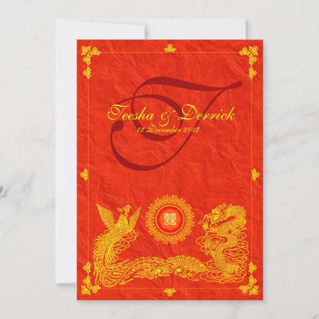 Tarjetas de invitación para bodas Oriental Dragon  (Anverso)