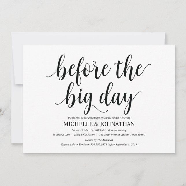 Tarjetas de invitación para cena de ensayo rustico (Anverso)