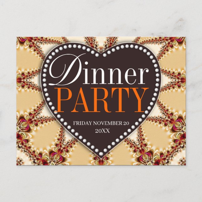 Tarjetas de invitación para cena de fiesta de deco (Anverso)