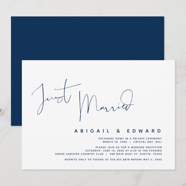 Tarjetas de Invitación para Cena de Huida de Boda (Anverso / Reverso)