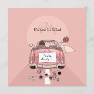 Tarjetas de Invitación para Coche de Fuga Rosa de