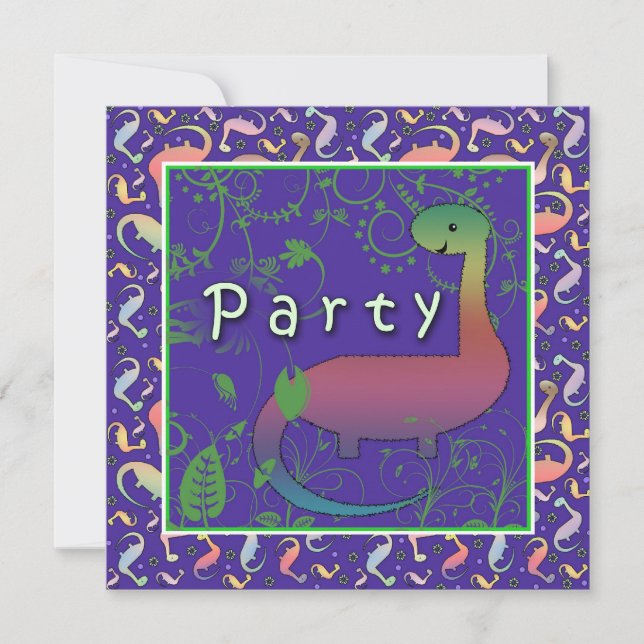 Tarjetas de Invitación para Cumpleaños de Dinosaur (Anverso)