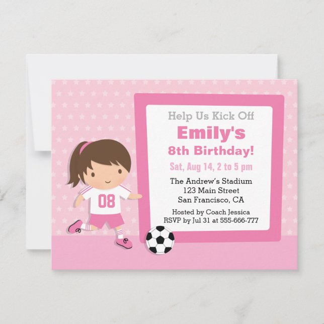 Tarjetas de Invitación para Cumpleaños de Fútbol R (Anverso)