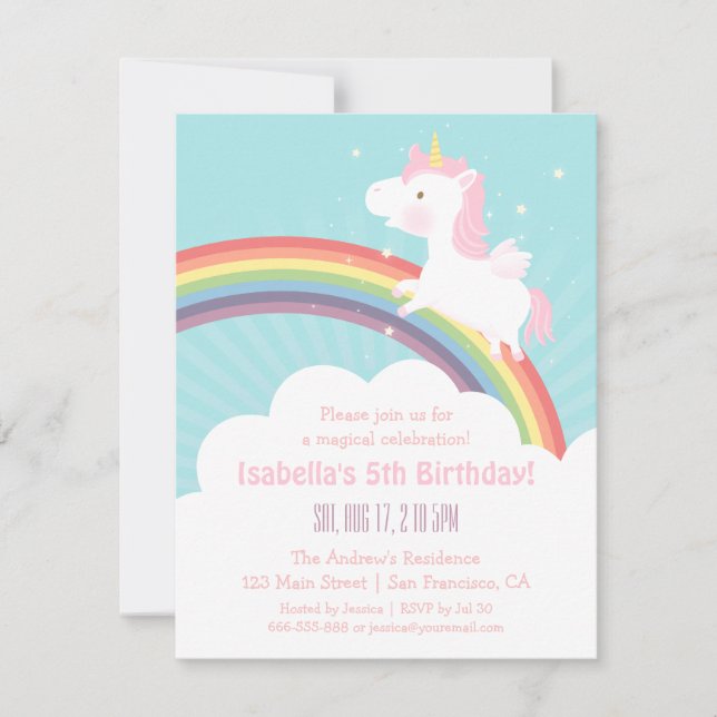Tarjetas de Invitación para Cumpleaños de Niñas Un (Anverso)