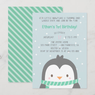 Tarjetas de Invitación para Cumpleaños de Pingüino