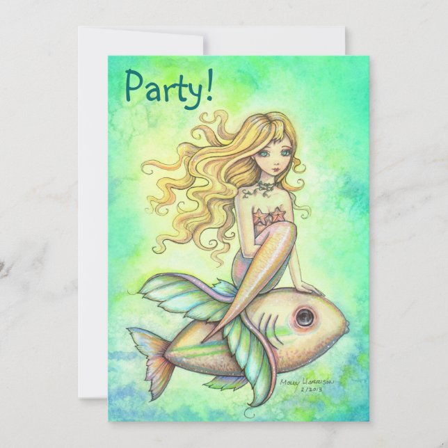 Tarjetas de Invitación para Cumpleaños de Sirena y (Anverso)