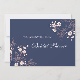 Tarjetas de invitación para ducha con flores azule