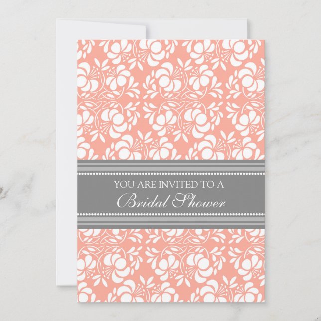 Tarjetas de invitación para ducha de novia Coral G (Anverso)