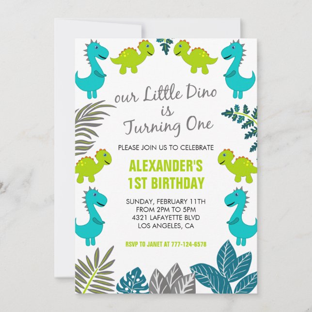 Tarjetas de invitación para el 1er cumpleaños de D (Anverso)