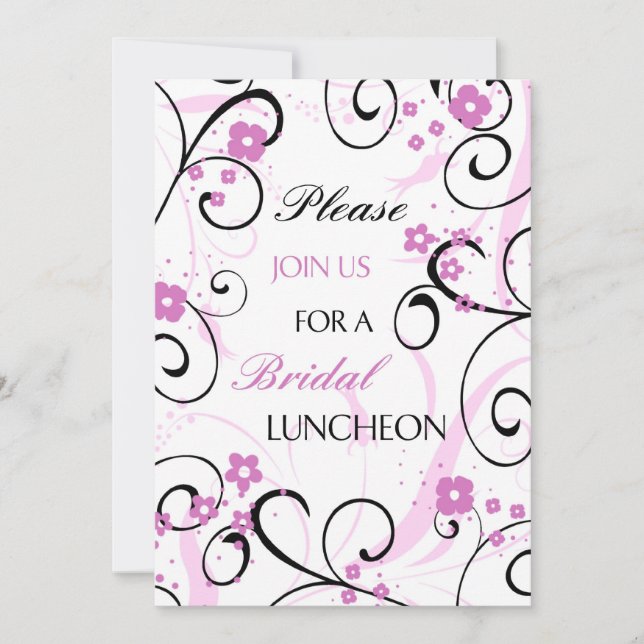 Tarjetas de invitación para el almuerzo con flores (Anverso)