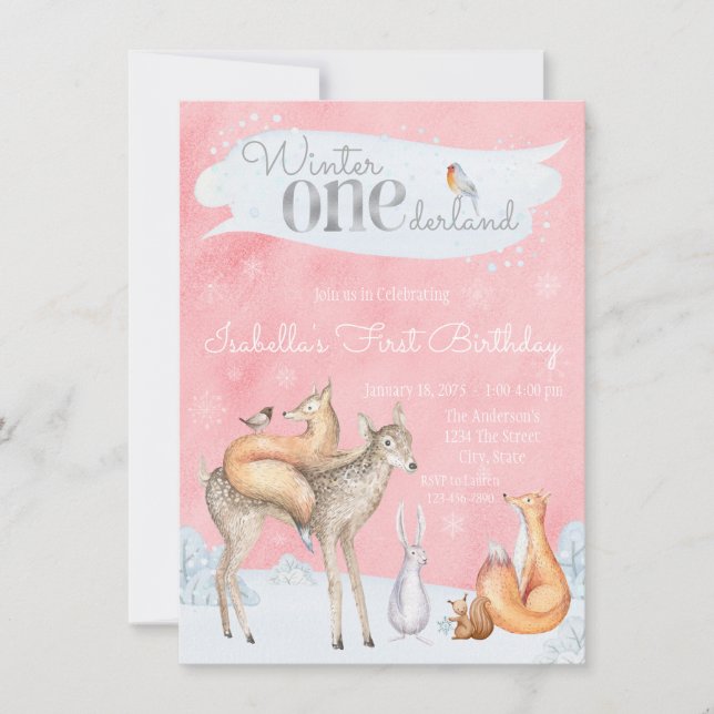Tarjetas de invitación para el primer cumpleaños d (Anverso)