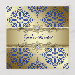 Tarjetas de Invitación para Fiesta con Azul Real y