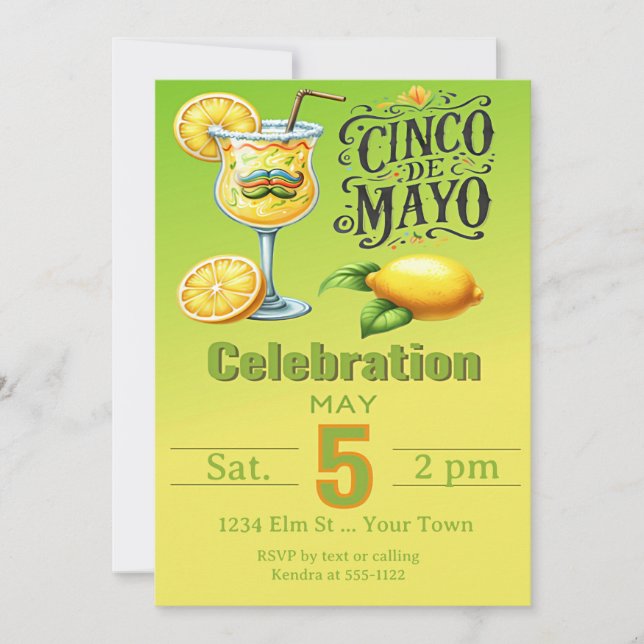 Tarjetas de Invitación para Fiesta de Cinco De May (Anverso)