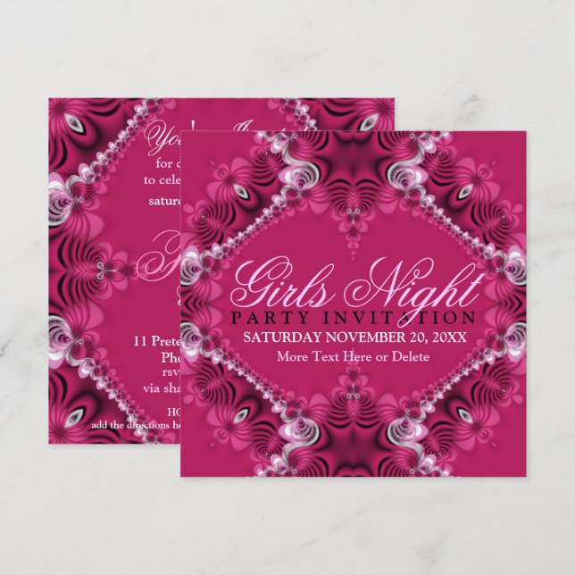 Tarjetas de invitación para fiesta de cumpleaños d (Anverso / Reverso)