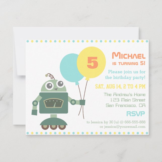 Tarjetas de Invitación para Fiesta de Cumpleaños d (Anverso)
