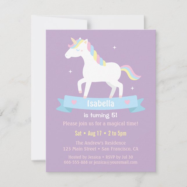 Tarjetas de Invitación para Fiesta de Cumpleaños d (Anverso)