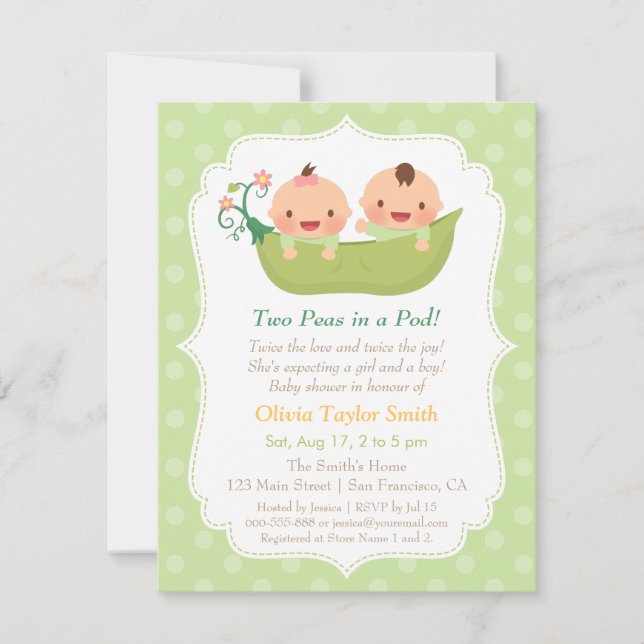 Tarjetas de Invitación para Fiesta de Gemelos 'Cut (Anverso)