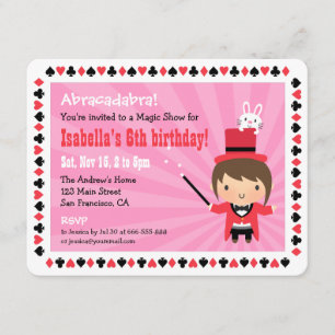 Tarjetas de Invitación para Fiesta de Magia de Niñ