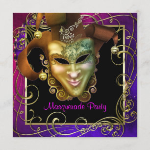 Tarjetas de Invitación para Fiesta de Máscaras de 