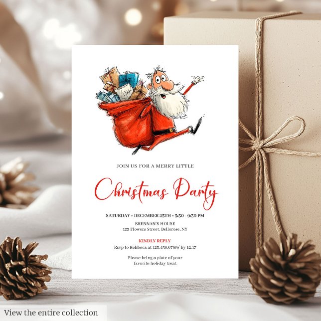 Tarjetas de Invitación para Fiesta de Papá Noel co (Santa Claus Watercolor Funny Holiday Party Invitation

)