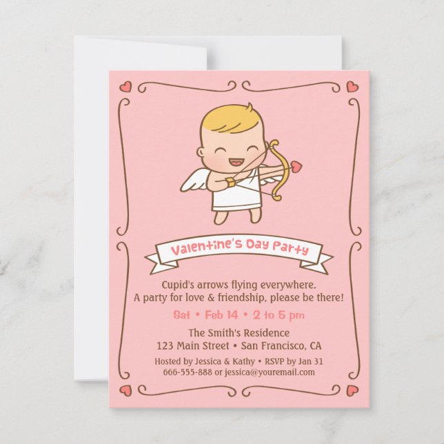 Tarjetas de Invitación para Fiesta de San Valentín (Anverso)