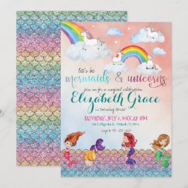 Tarjetas de Invitación para Fiesta de Sirenas, Uni