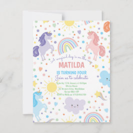 Tarjetas de Invitación para Fiesta de Unicornios P