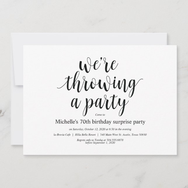 Tarjetas de invitación para fiestas sorpresa de cu (Anverso)