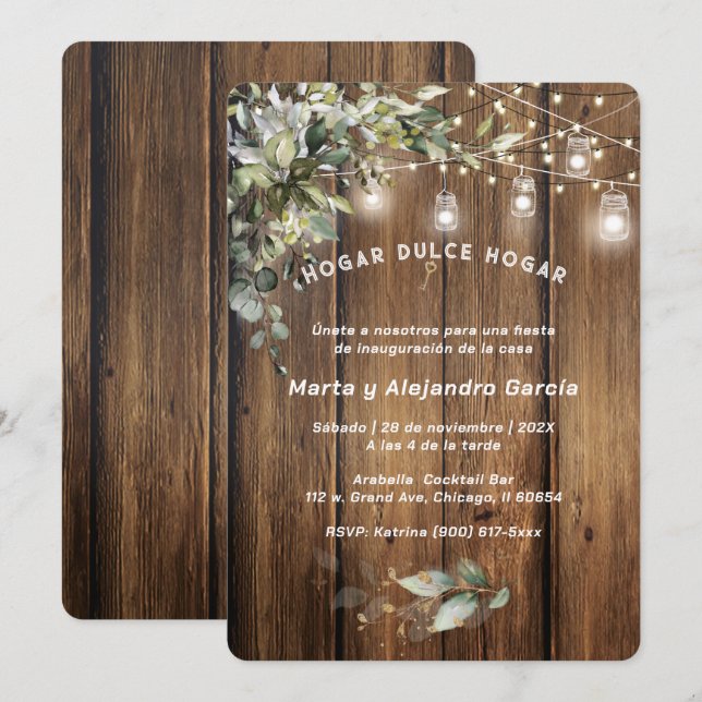 Tarjetas de invitación para inauguración casa (Anverso / Reverso)