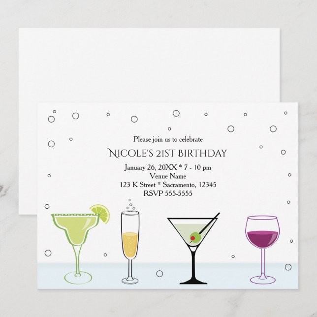 Tarjetas de invitación para la fiesta de cumpleaño (Anverso / Reverso)