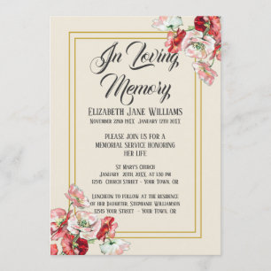 Tarjetas de invitación para servicio conmemorativo