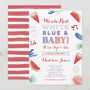Tarjetas de invitación para Sip and See del 4 de j