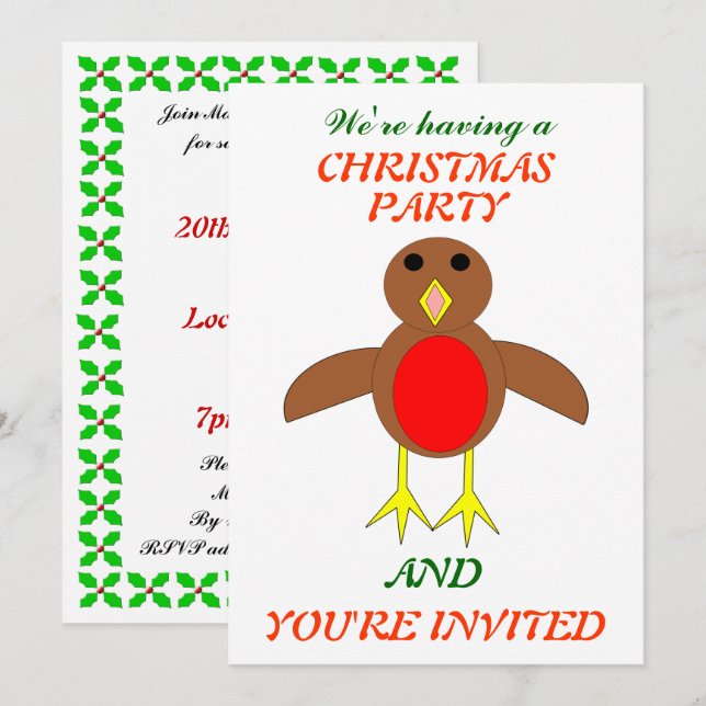 Tarjetas de Invitación Personalizadas de Robin de  (Anverso / Reverso)
